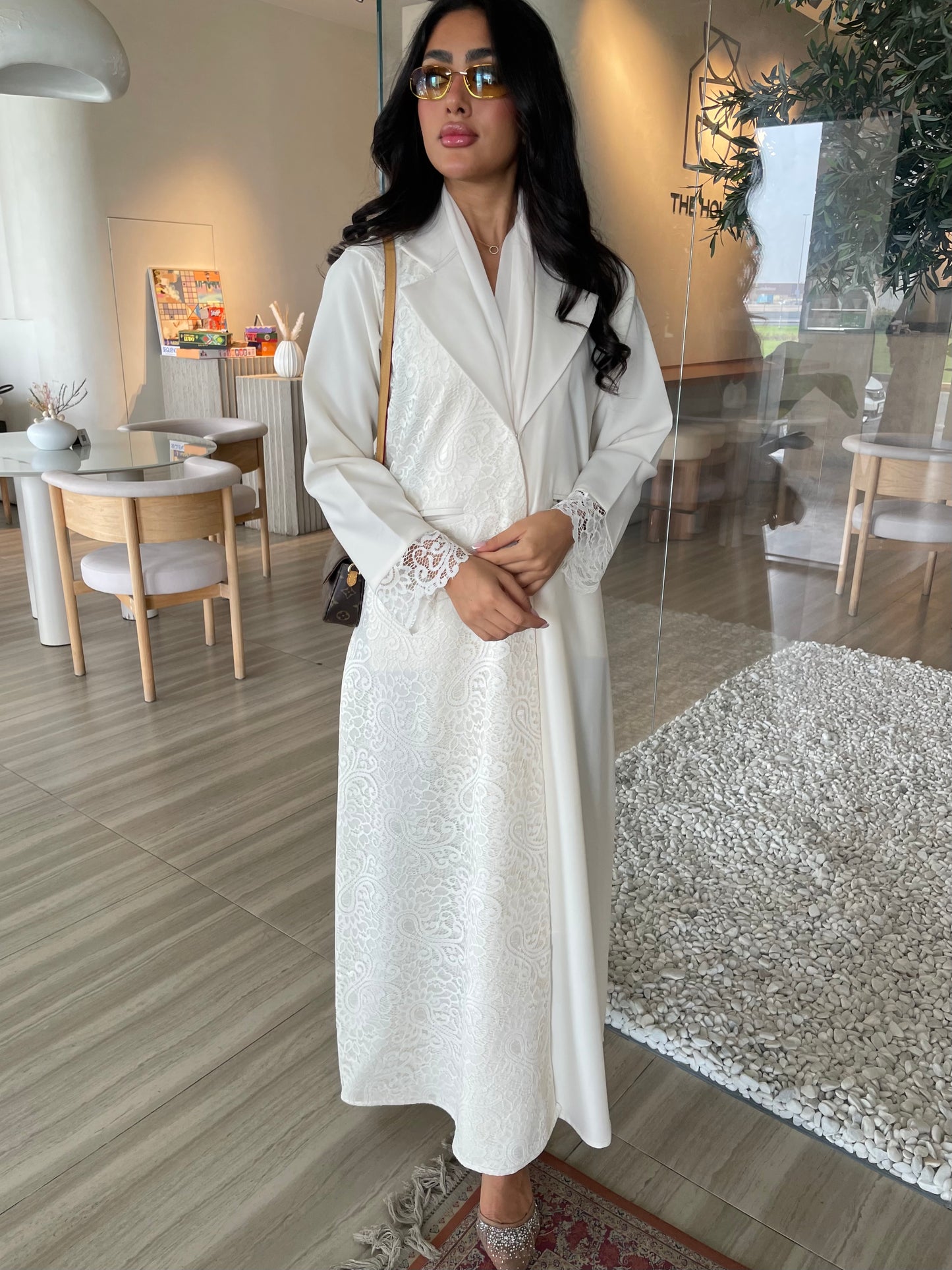 S413 - Blazer style abaya with dantel