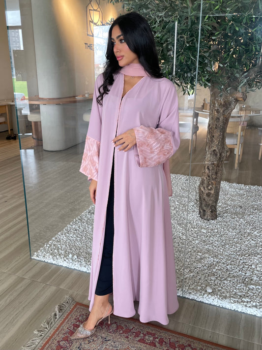 S406 - Pink abaya dusty fabric sleeves