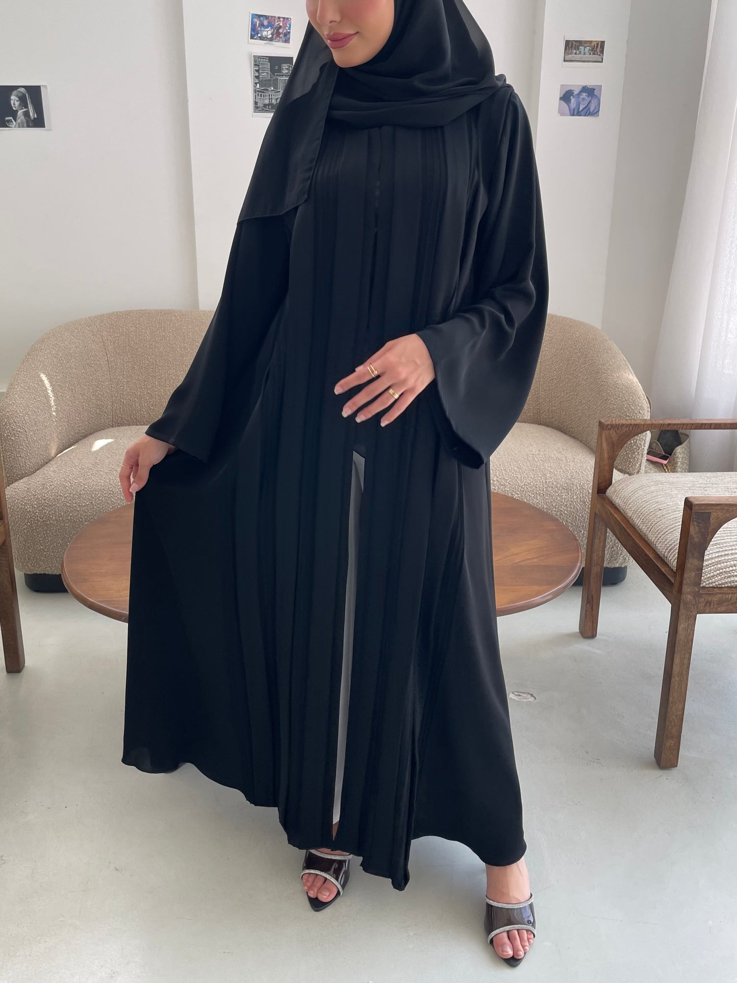 S353 - black A shape abaya with headscarf.