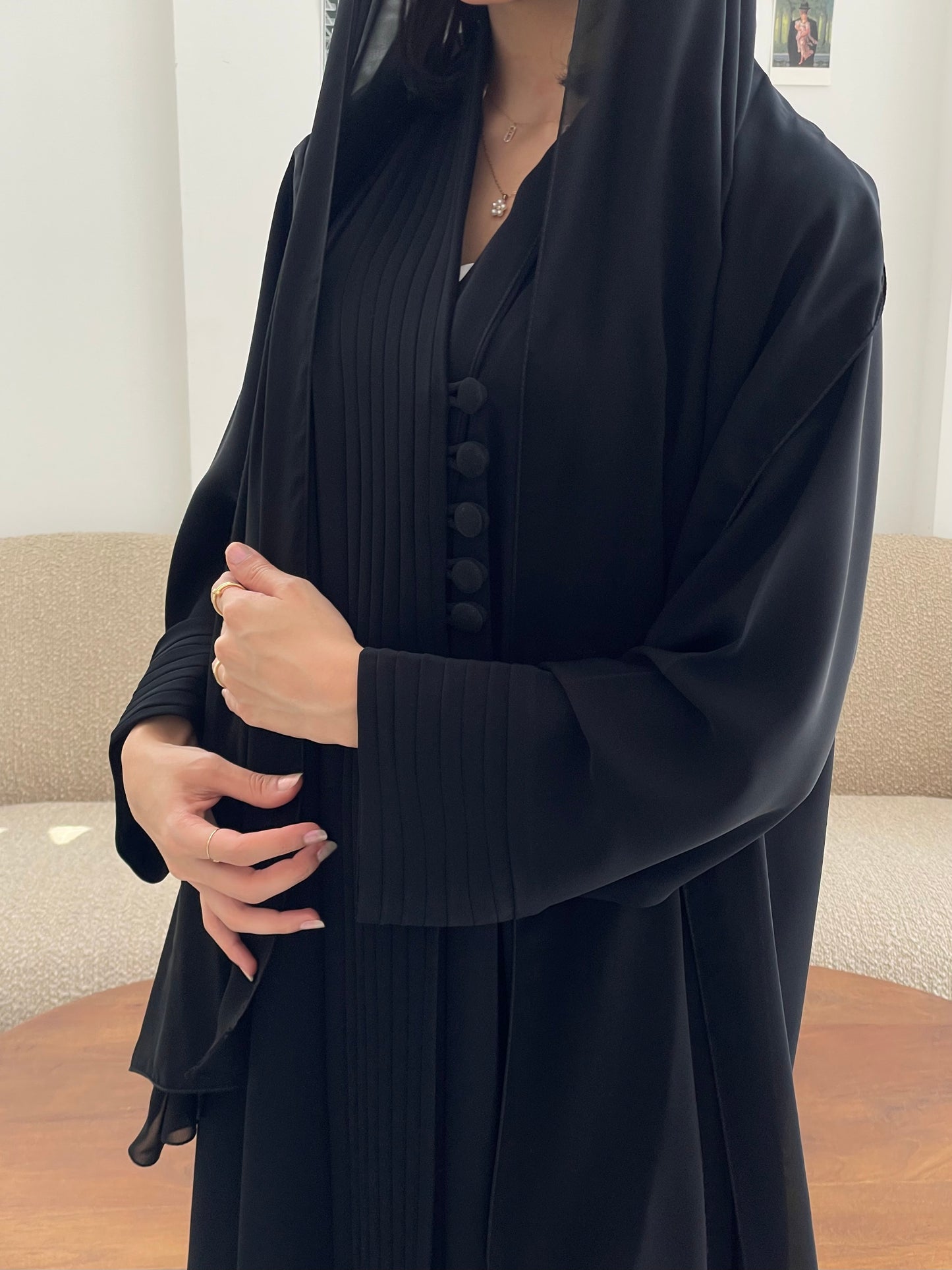 S367 black buttoned abaya