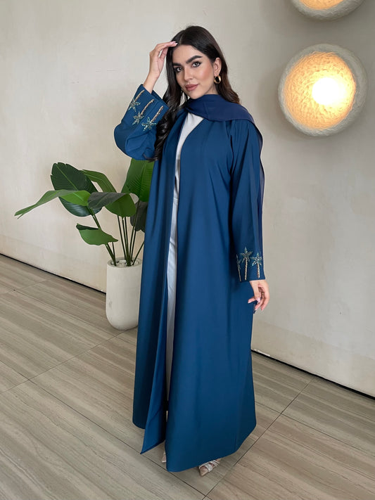 S375 - Navy blue crepe abaya