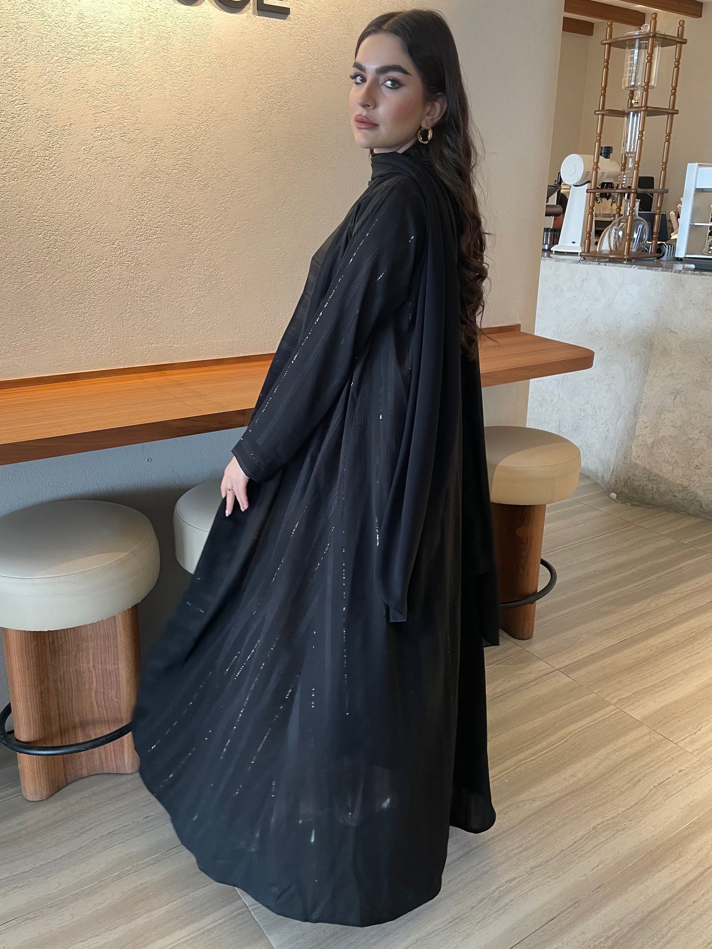 S378 - Black linen summer abaya