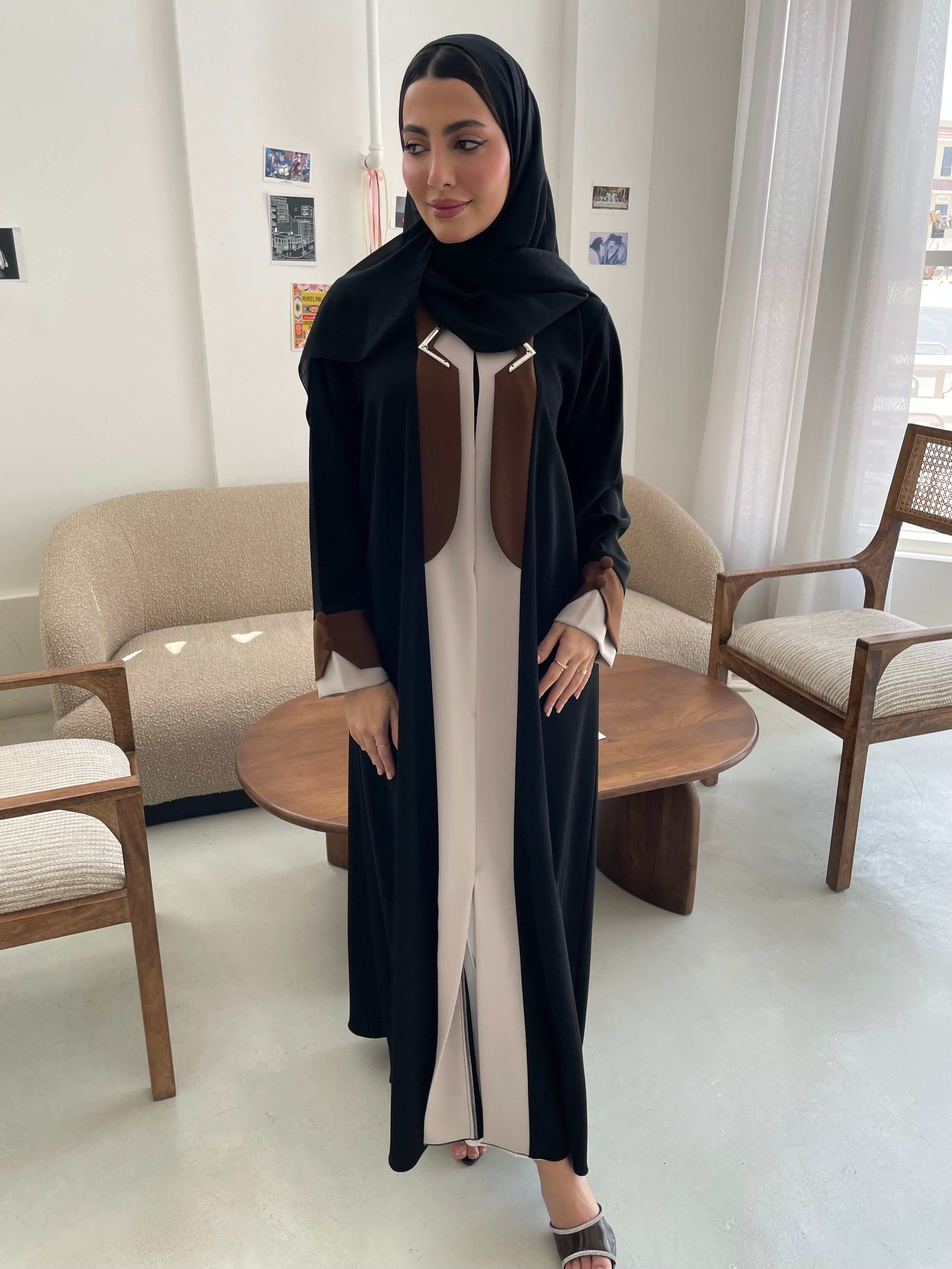 S369 Formal black abaya