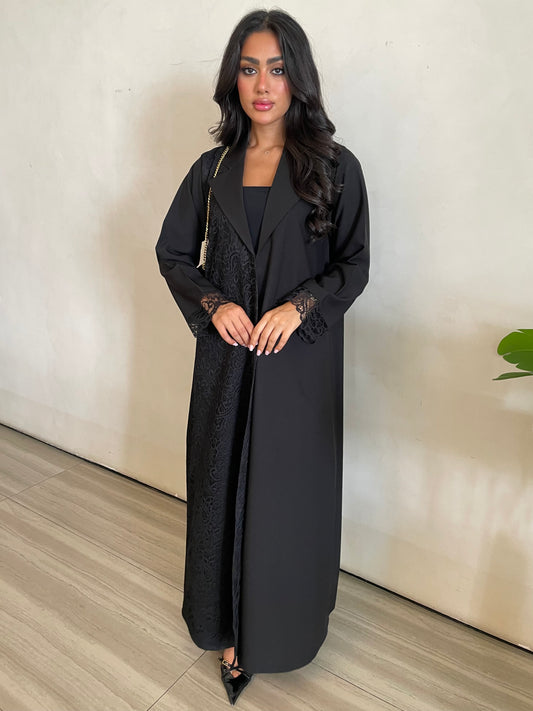 S412 - blazer style abaya with dantel