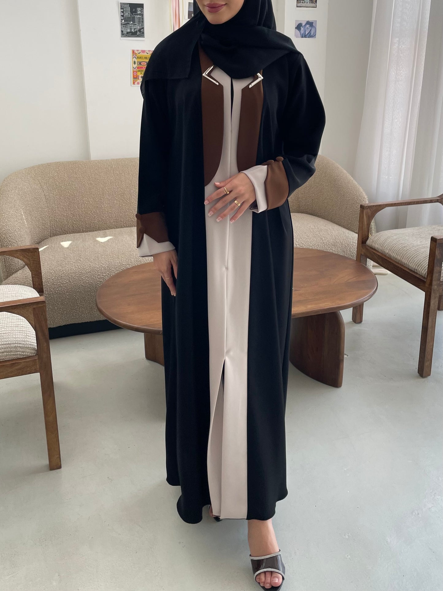 S369 Formal black abaya