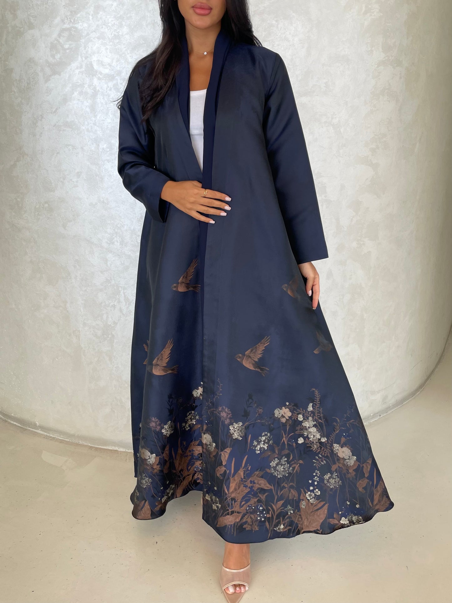 S423- black printed kaloosh abaya