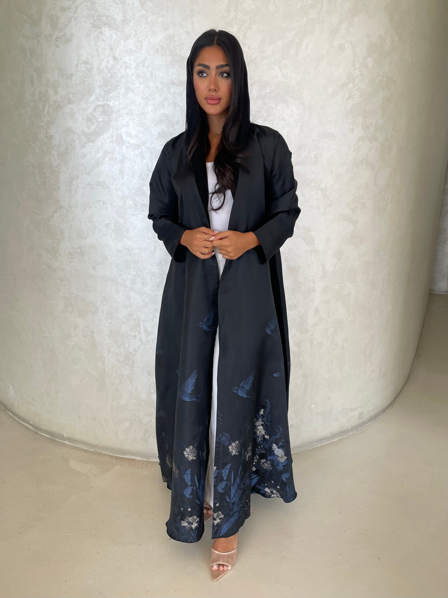 S421 - black printed kaloosh abaya