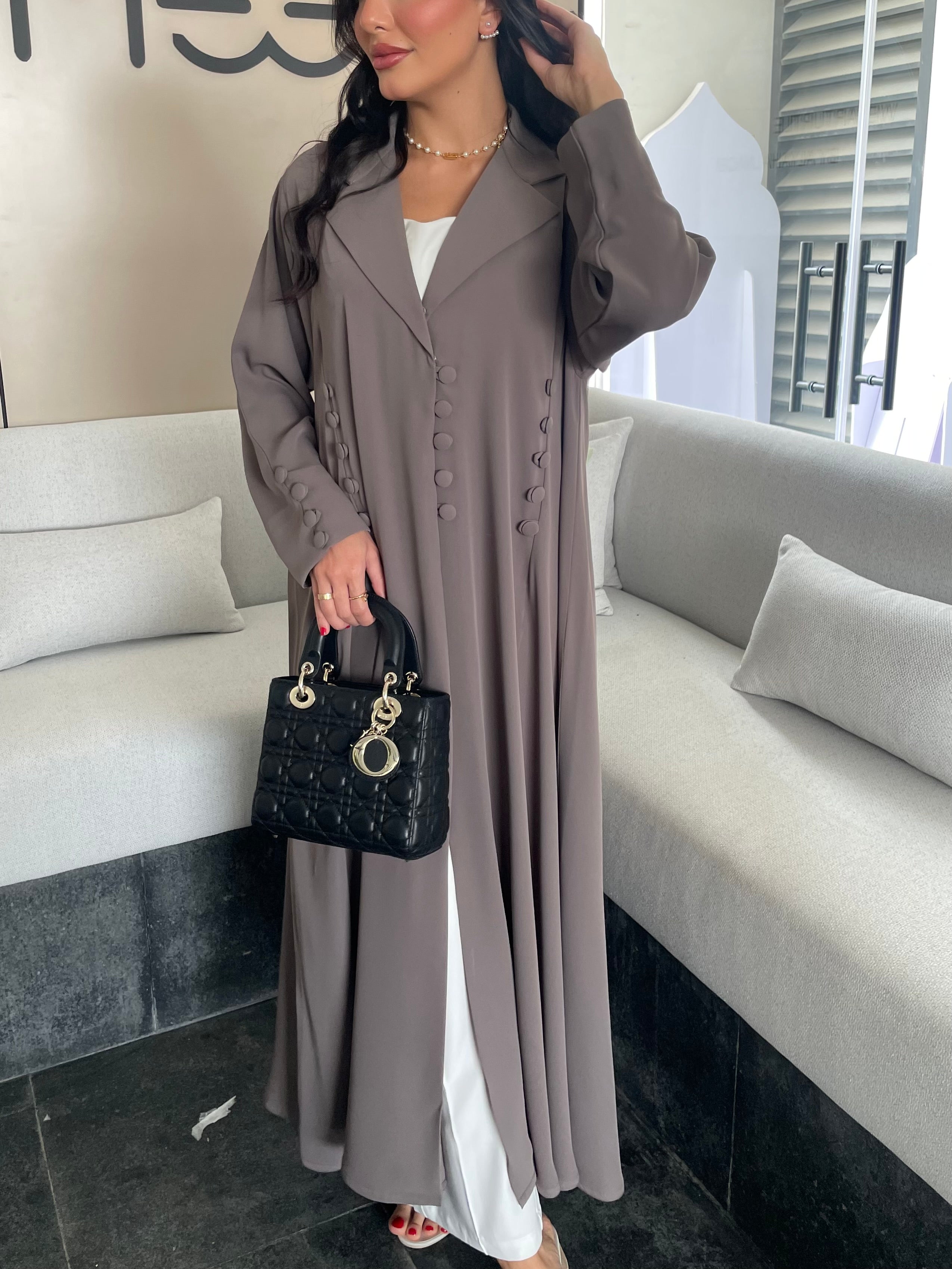 S243 - A shape blazer brown abaya