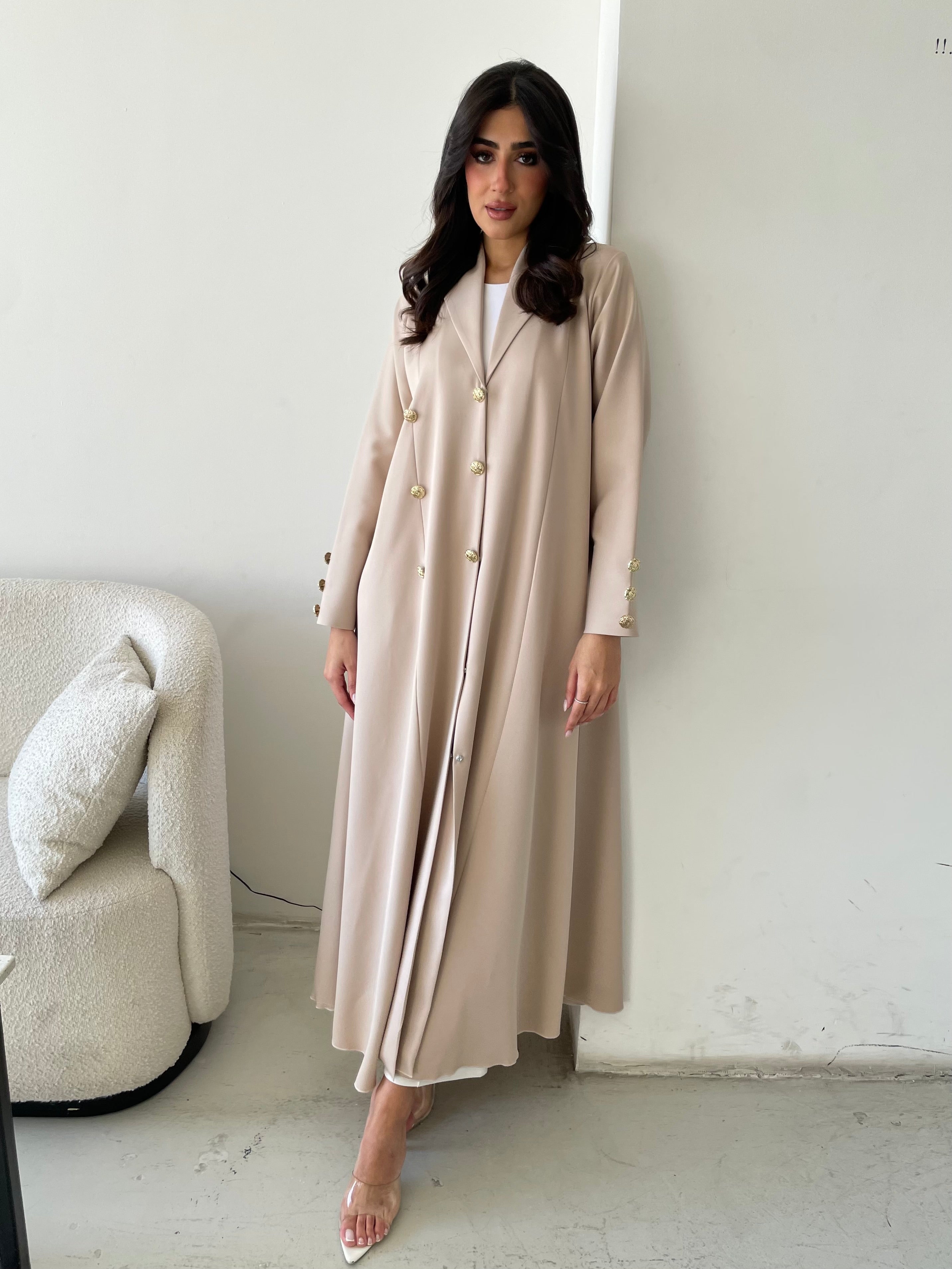 S134 - Formal beige abaya in light crepe