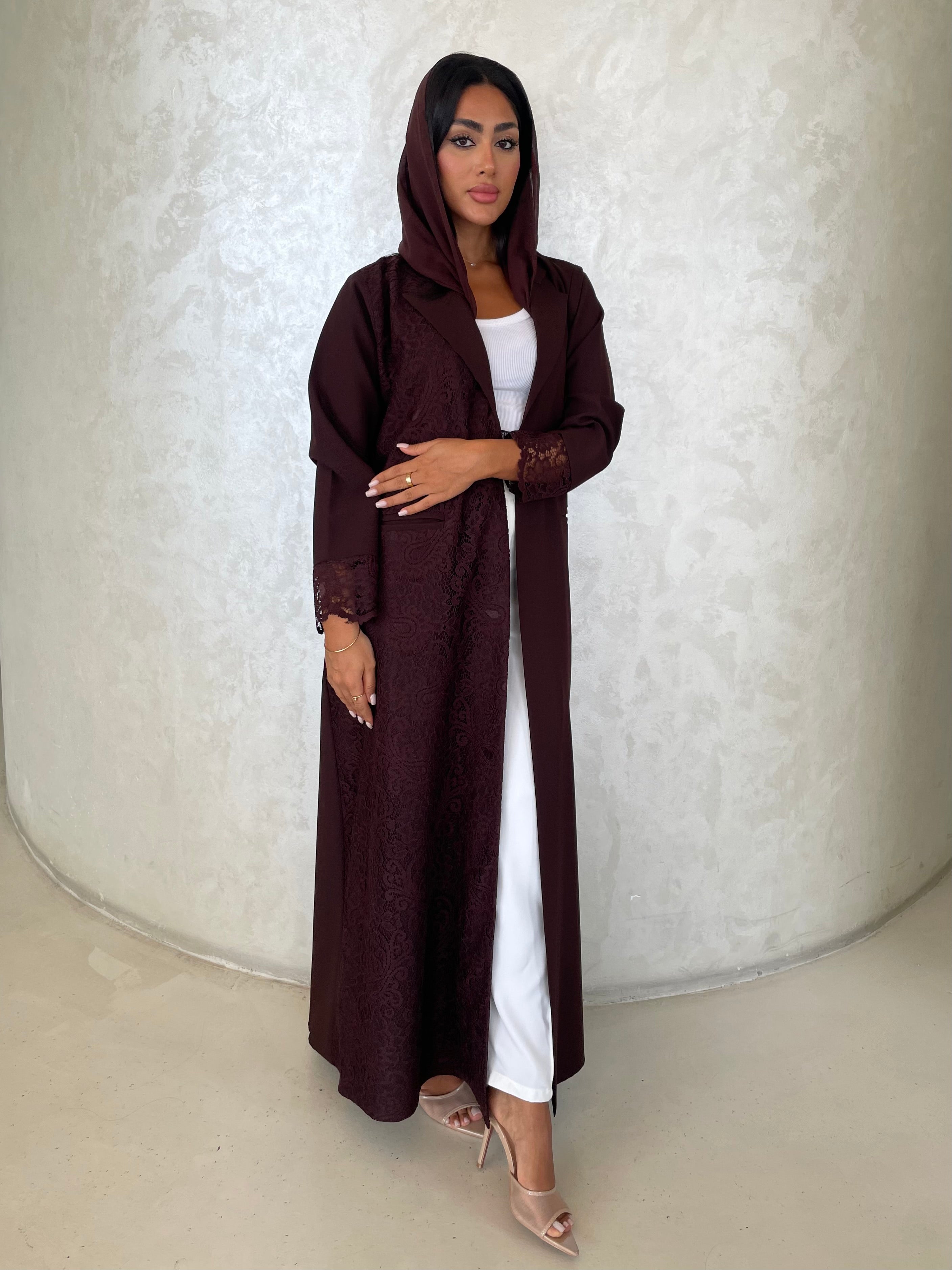 S417 - blazer style abaya with dantel