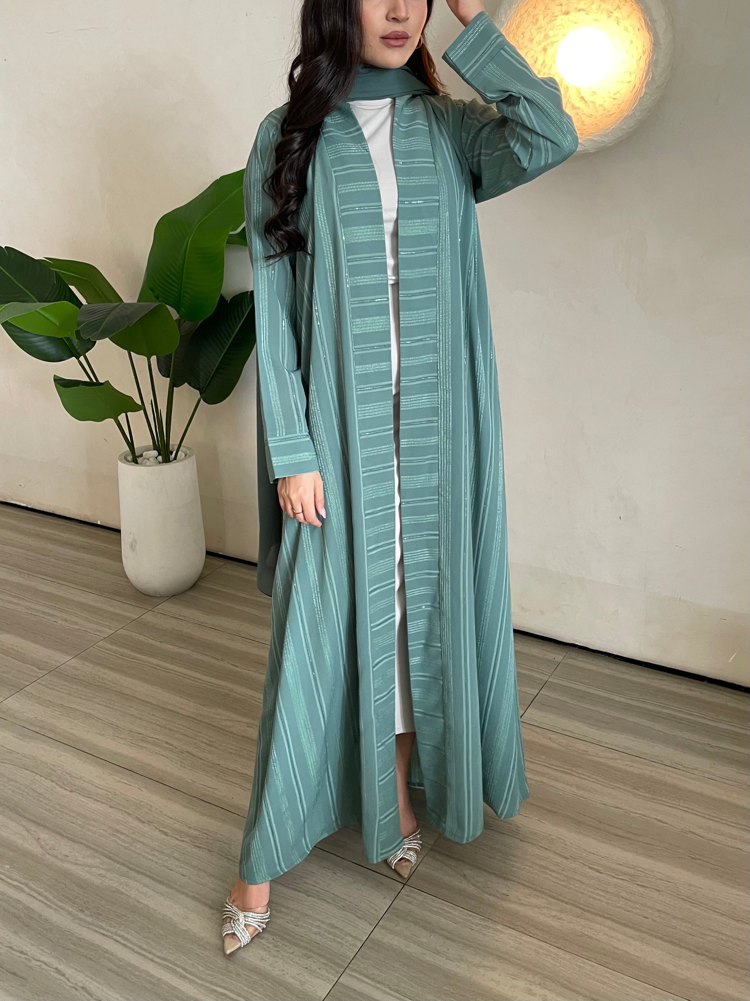 S380 - Green linen summer abaya