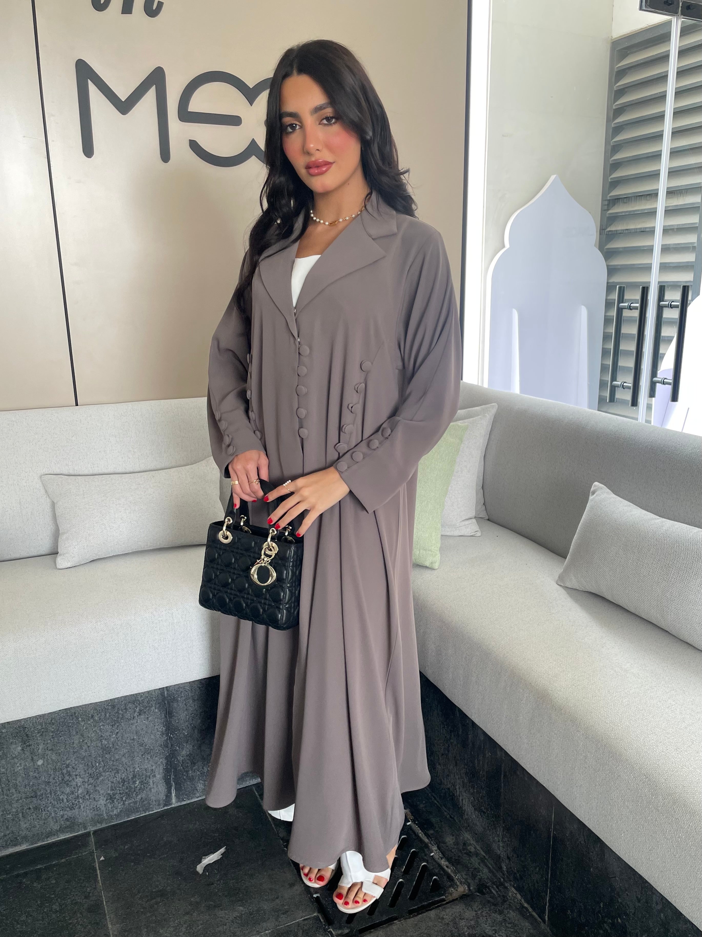 S243 - A shape blazer brown abaya