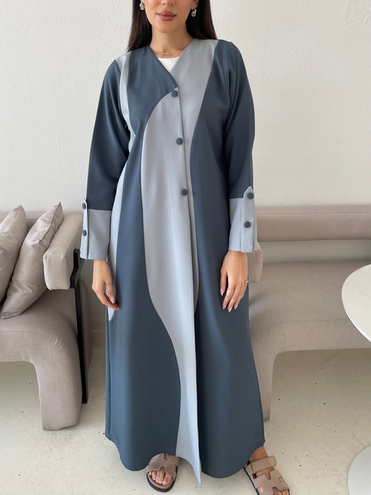 S171 - Blue waves abaya in crepe fabric