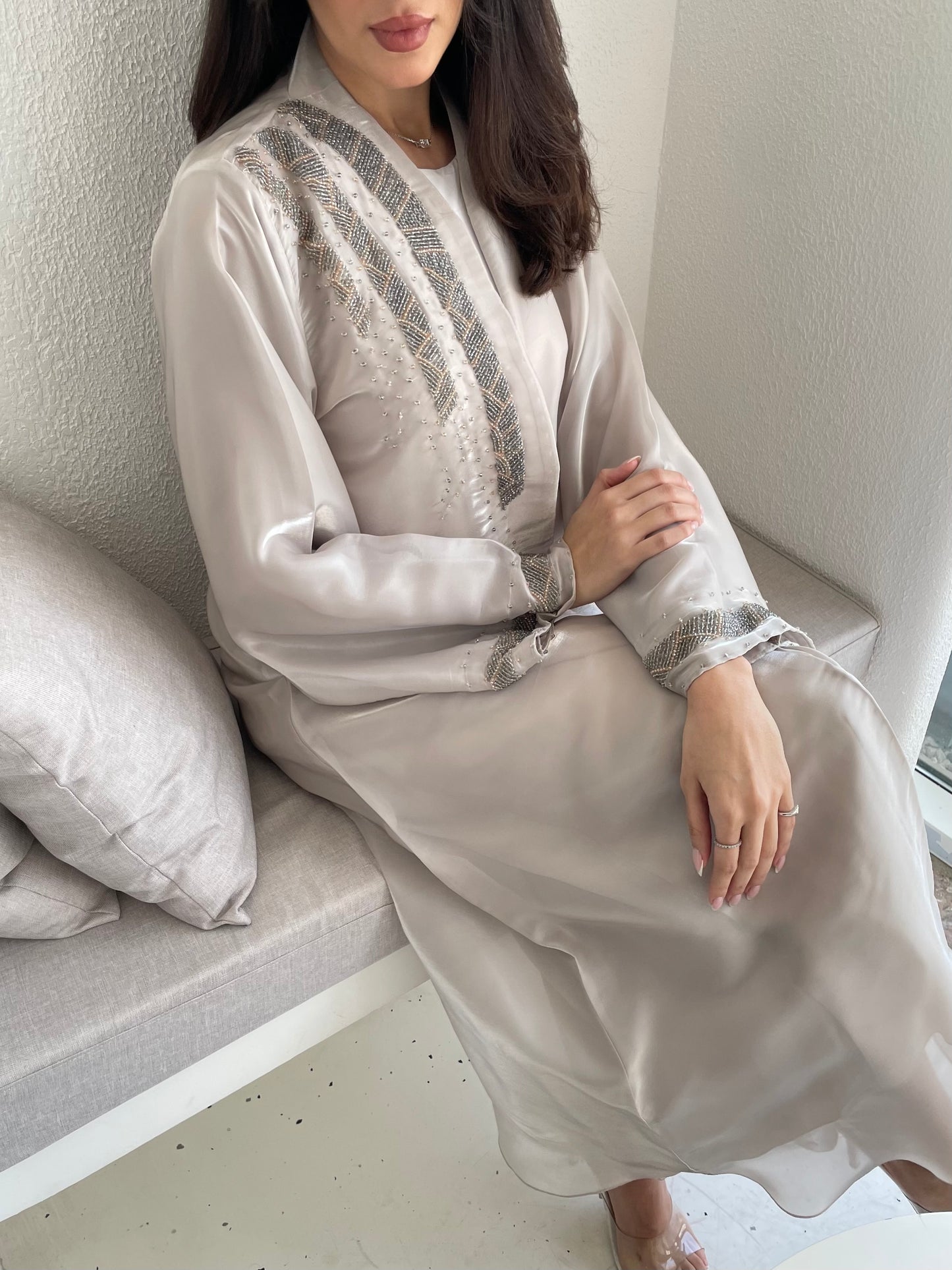 S164 - Shinny abaya with crystals