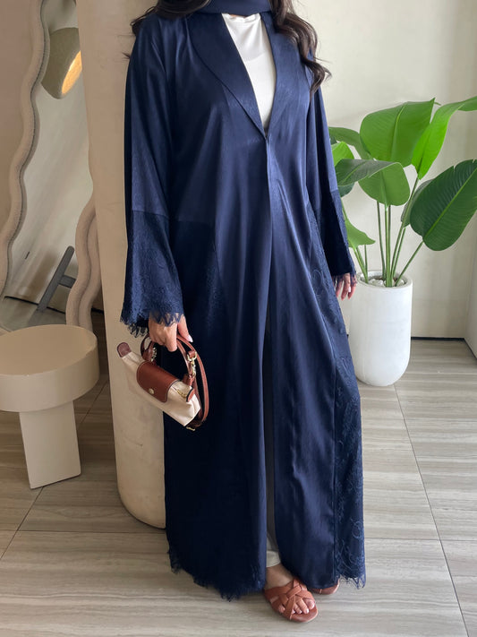 S394 - Shinny straight cut black abaya