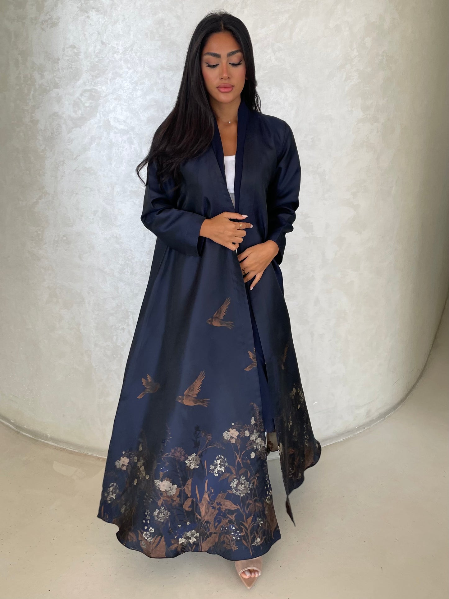 S423- black printed kaloosh abaya