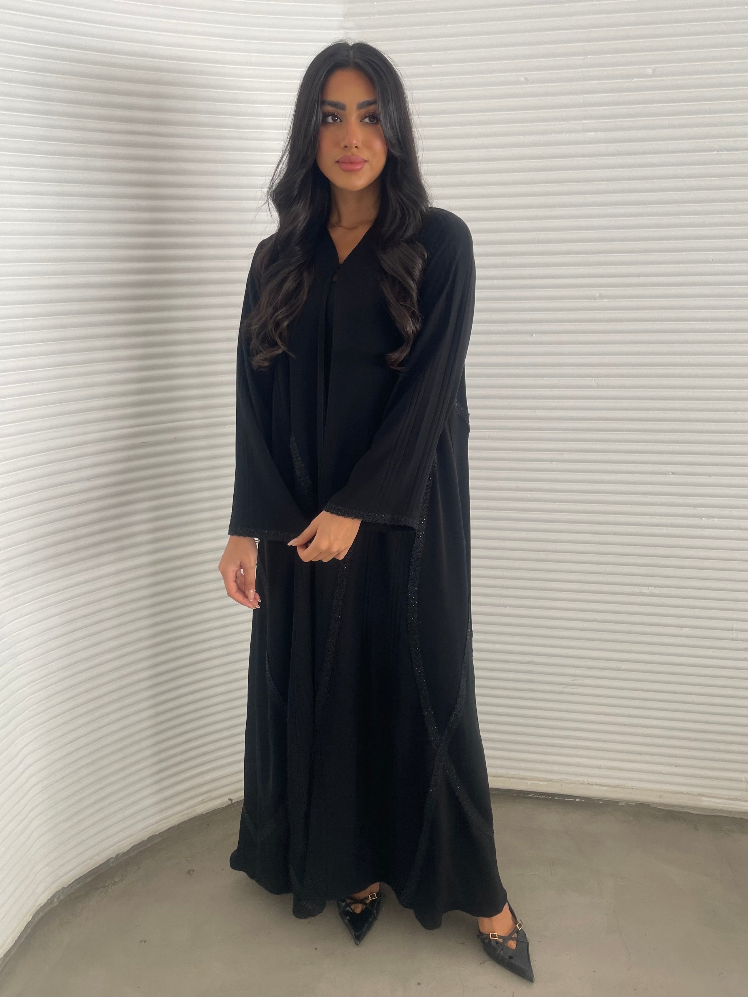 S351 - black abaya with crystals