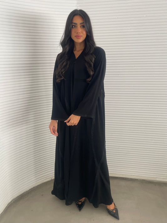 S351 - black abaya with crystals