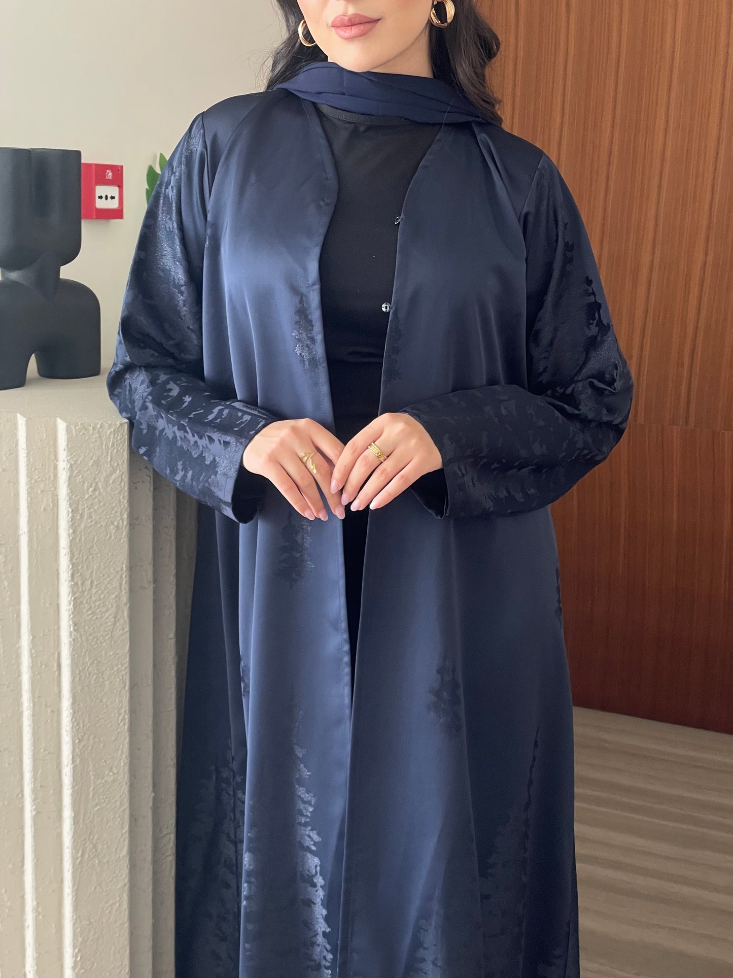 S383 - Navy blue straight cut abaya
