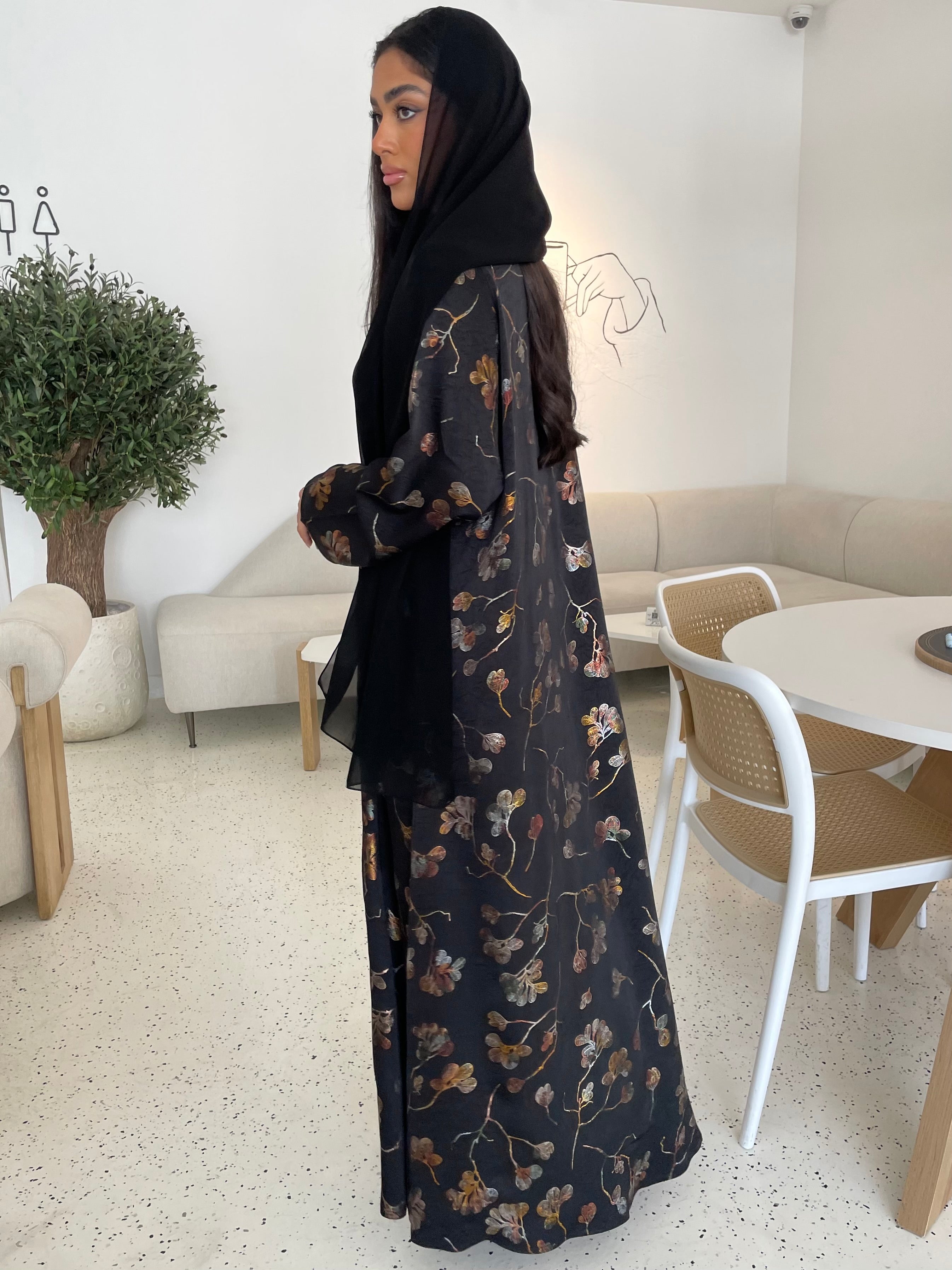 S249 - golden floral abaya