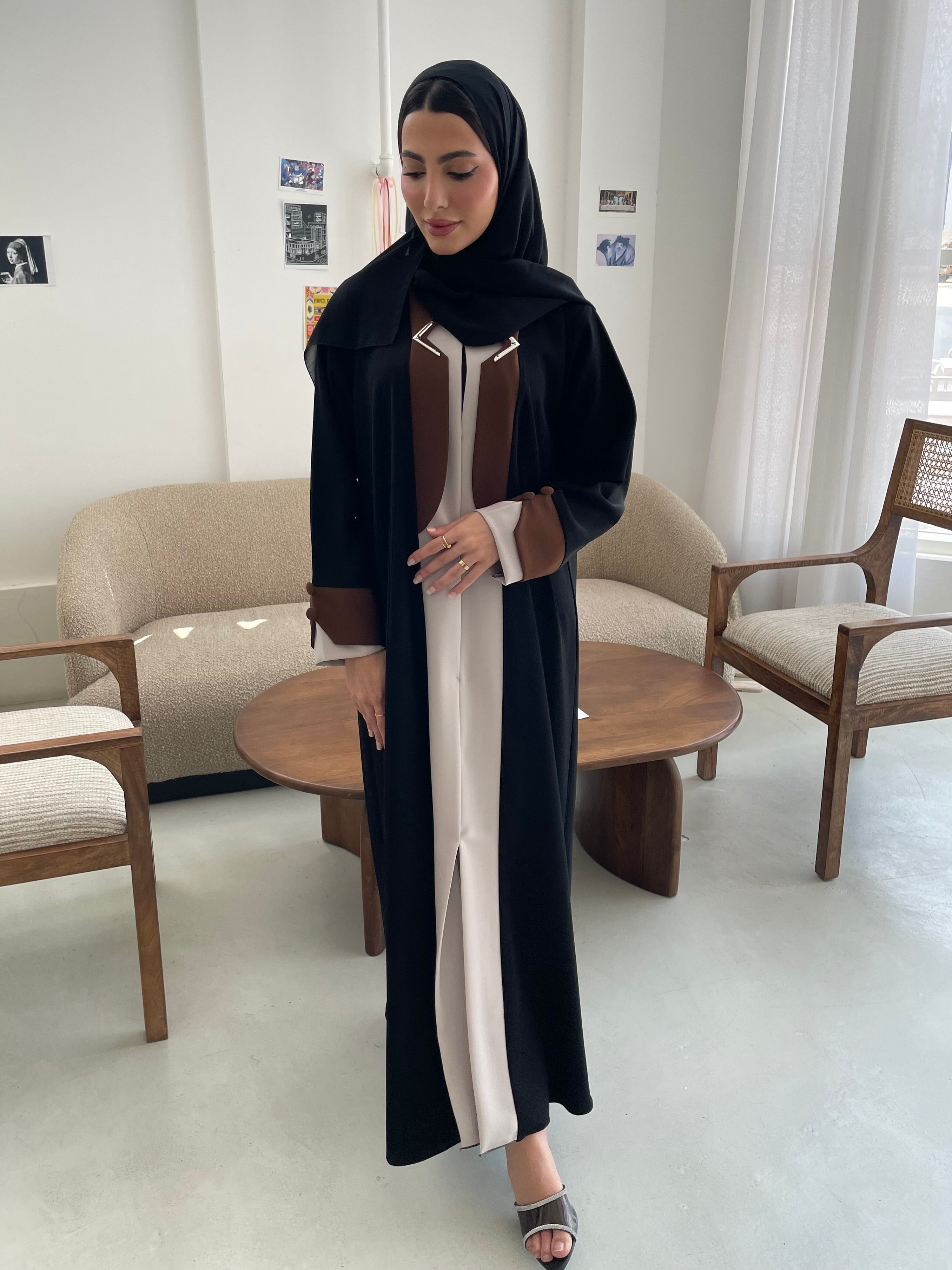 S369 Formal black abaya