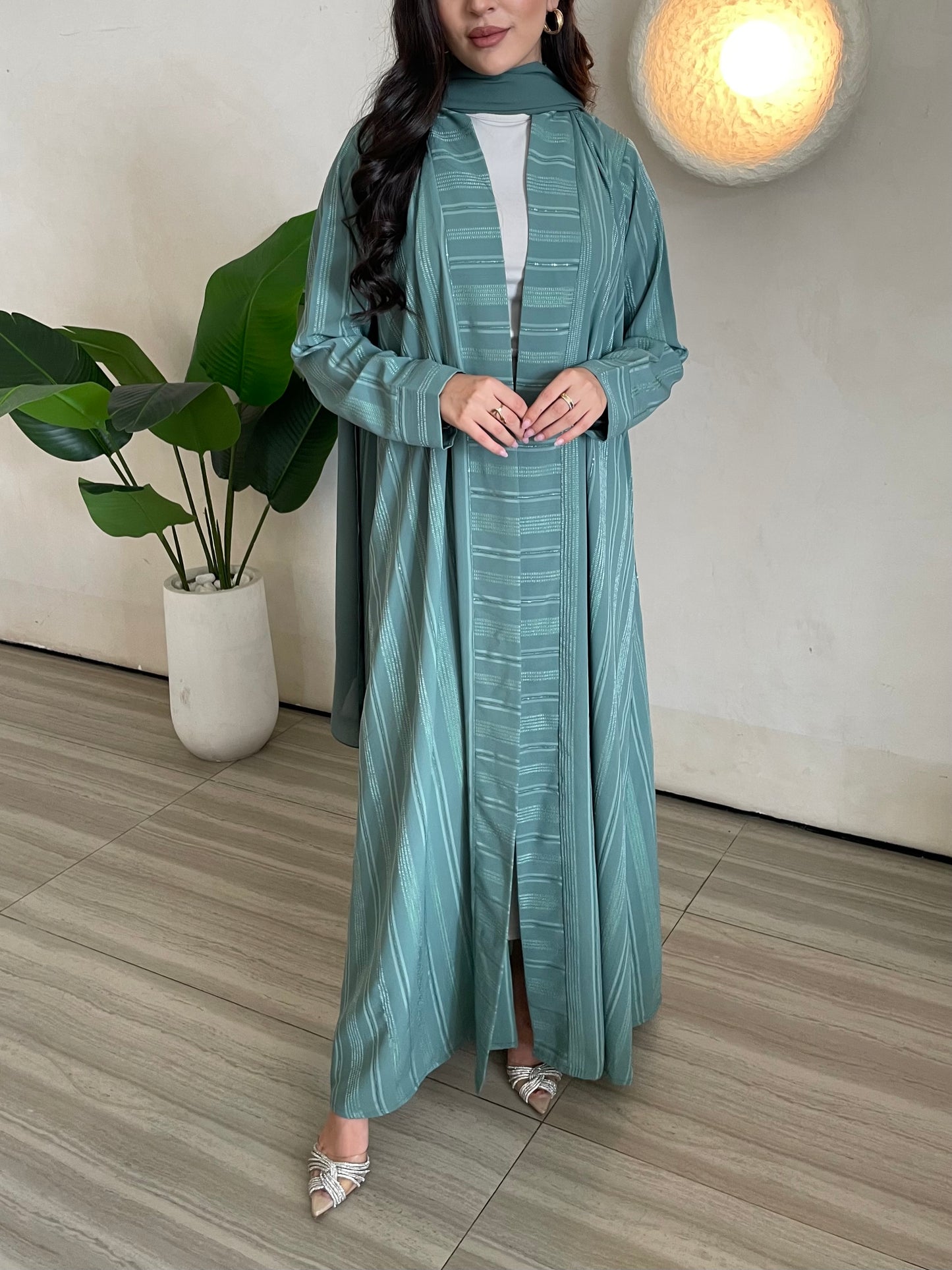 S380 - Green linen summer abaya