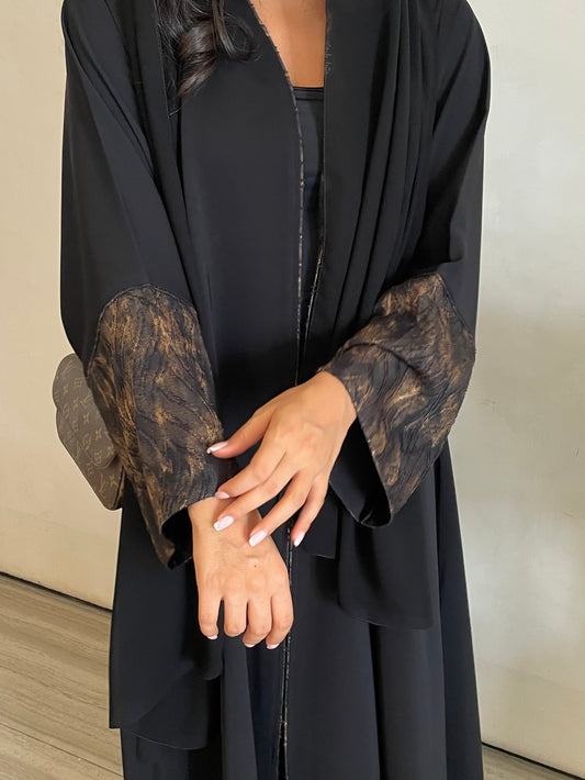 S405 - black abaya dusty fabric sleeves
