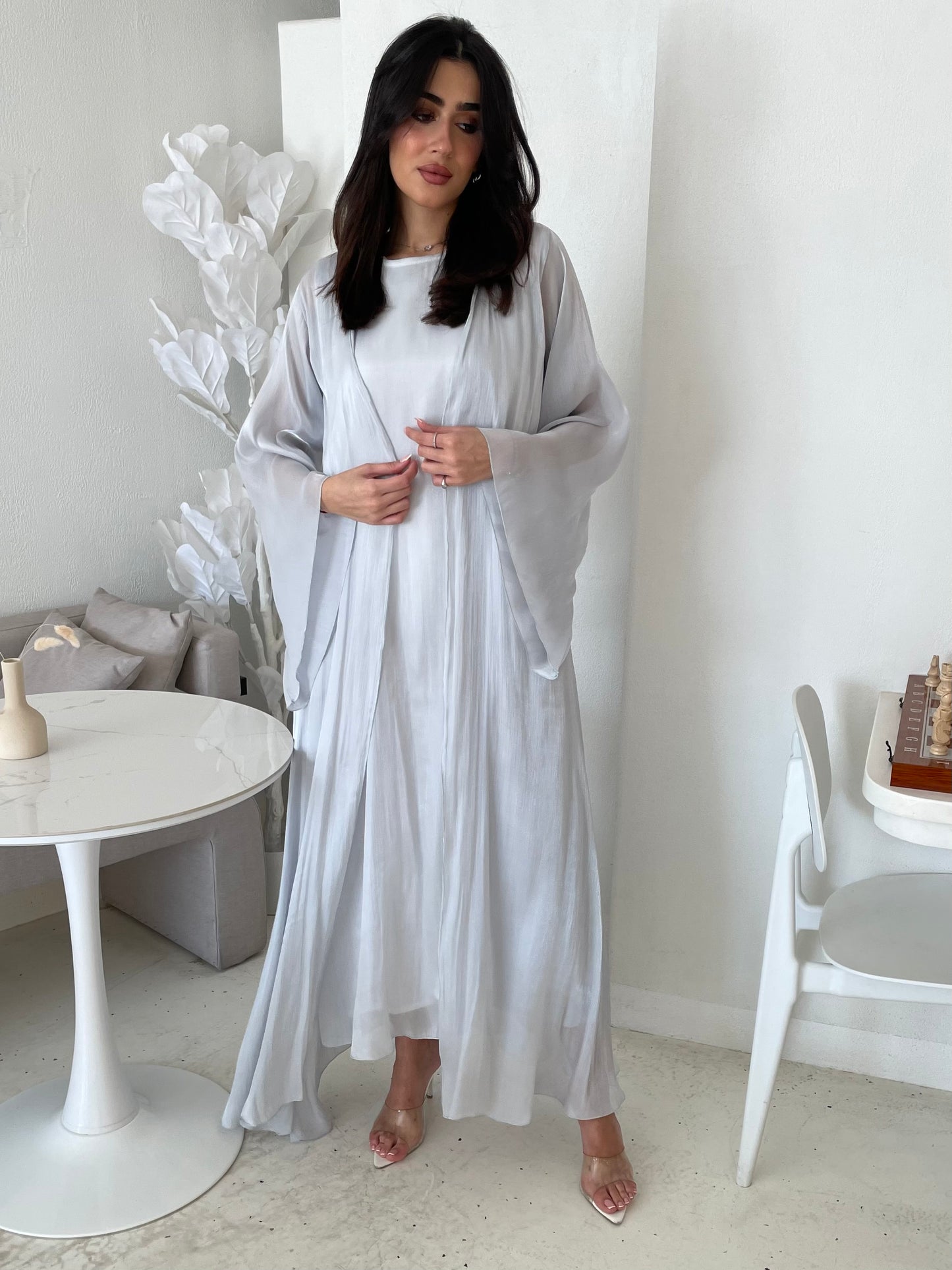 S165 - Light chiffon A shape abaya