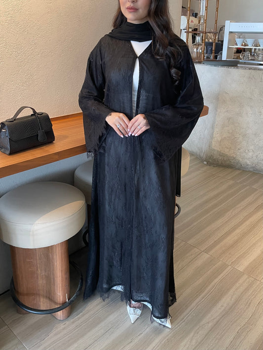 S398 - black dantel abaya