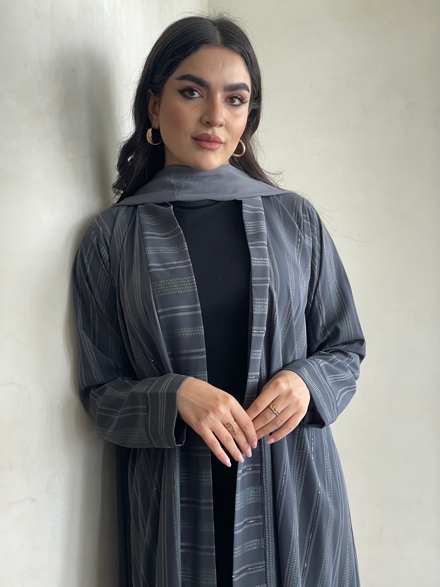 S379 - Gray linen summer abaya