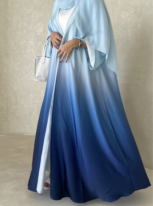 S006 - Blue ombre silky abaya